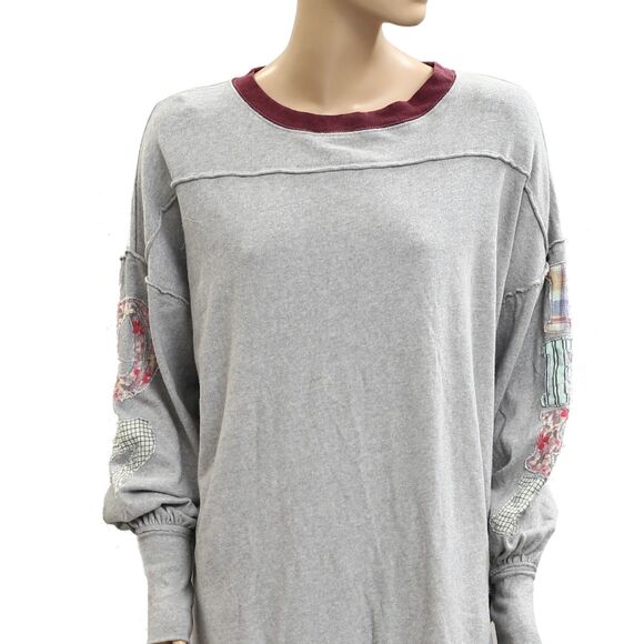 Free People We The Free Tee Tunic Top Floral Patch Cotton Pullover S New 283044 - Picture 5 of 8